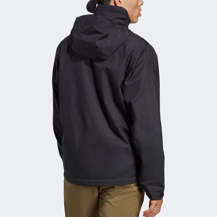 adidas Solid Color Logo Print Hooded Jacket Men Jackets Black HN5455