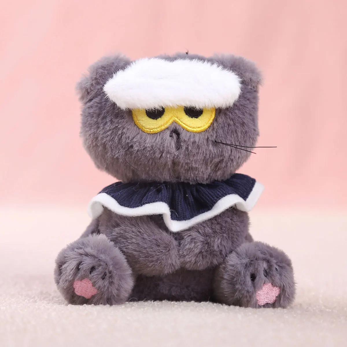Cute Anime Angry Cloud Cat Plush Keychain Soft Fluffy Cartoon Kitten Plushie Doll Kawaii Decor