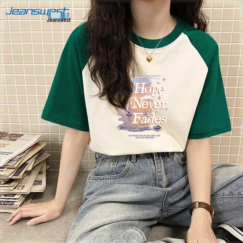 Jeanswest Women s Color-Block Cotton Raglan T-Shirt S