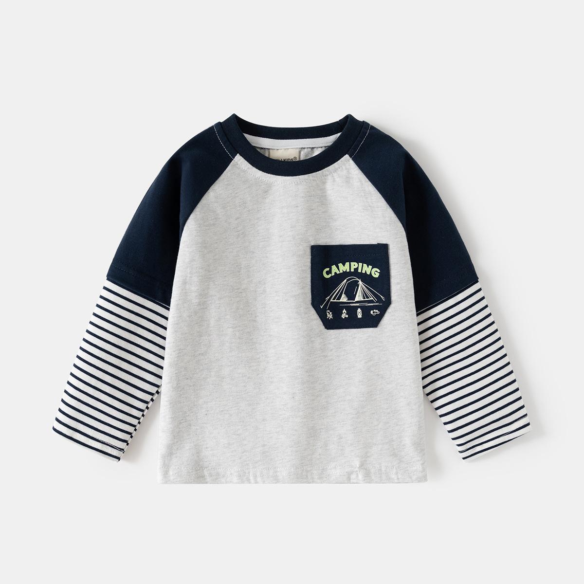 

2025 детская одежда осень новые продукты мальчики базовая футболка тренд, детская футболка детская кофта с длинным рукавом 90cm