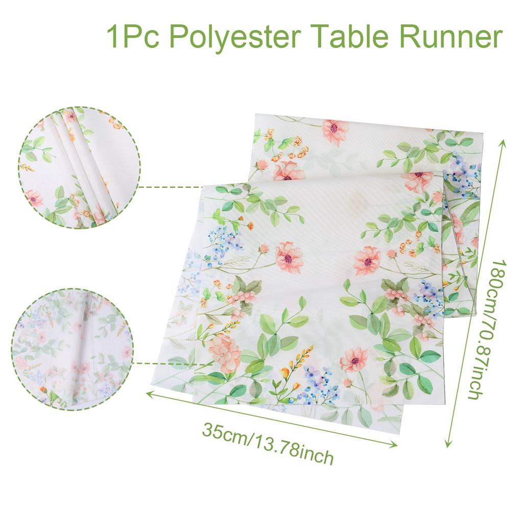 Spring Floral Watercolor Butterfly Colorful Wildflowers Burlap Linen Table Runners for Home Holiday Indoor Outdoor Wedding Party