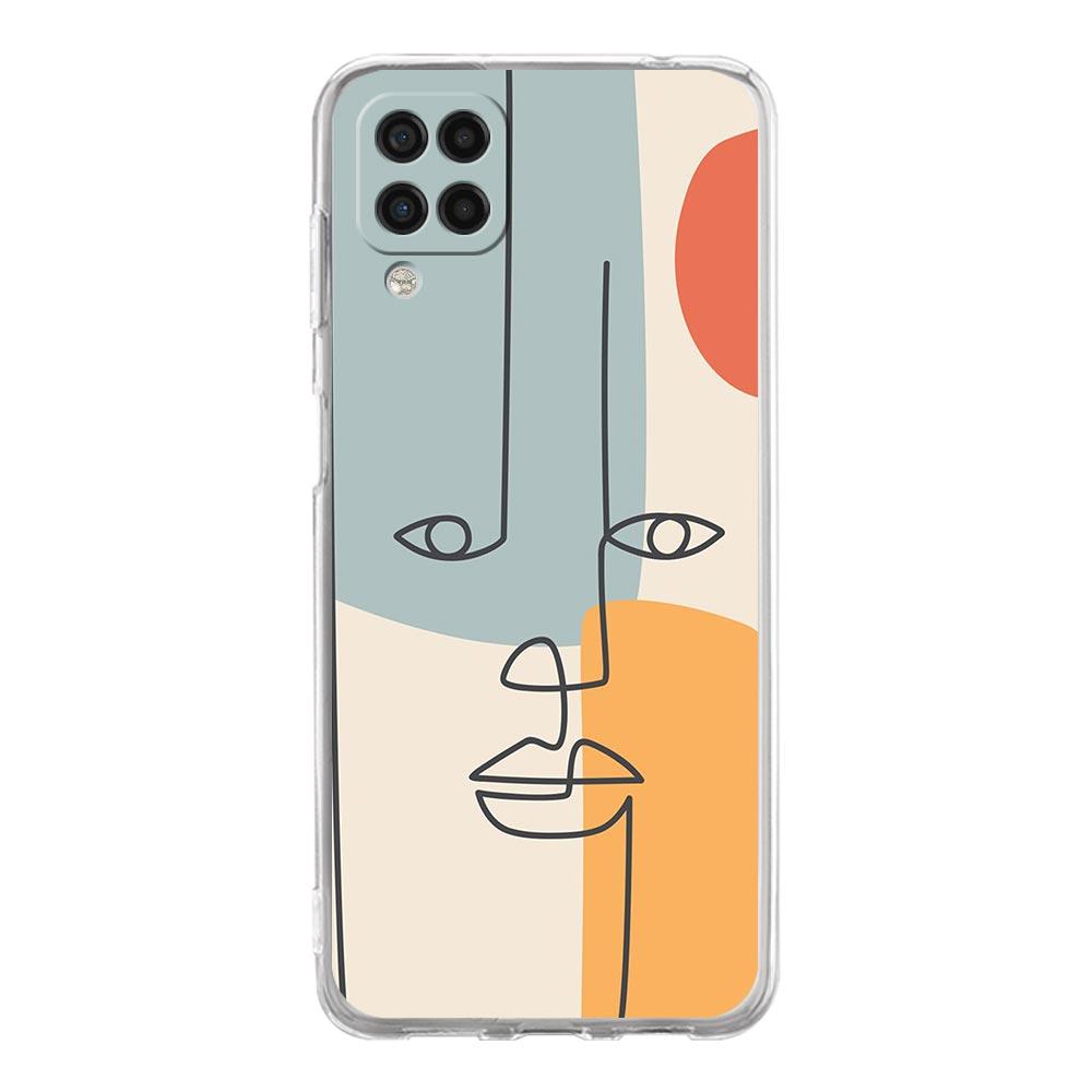 Phone Case for Samsung Galaxy A13 A51 A71 A21S A12 A31 A52 A41 A23 A53 A73 A32 5G A03S Cover Couples Flower One Line Wall Art