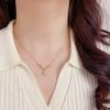 French Style Clover Zircon Necklace Set Fashionable Daily Wear Clavicle Chain Women