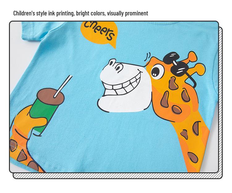 Kids Cartoon Animal Short Sleeve T-shirt - Summer New Baby Clothes
