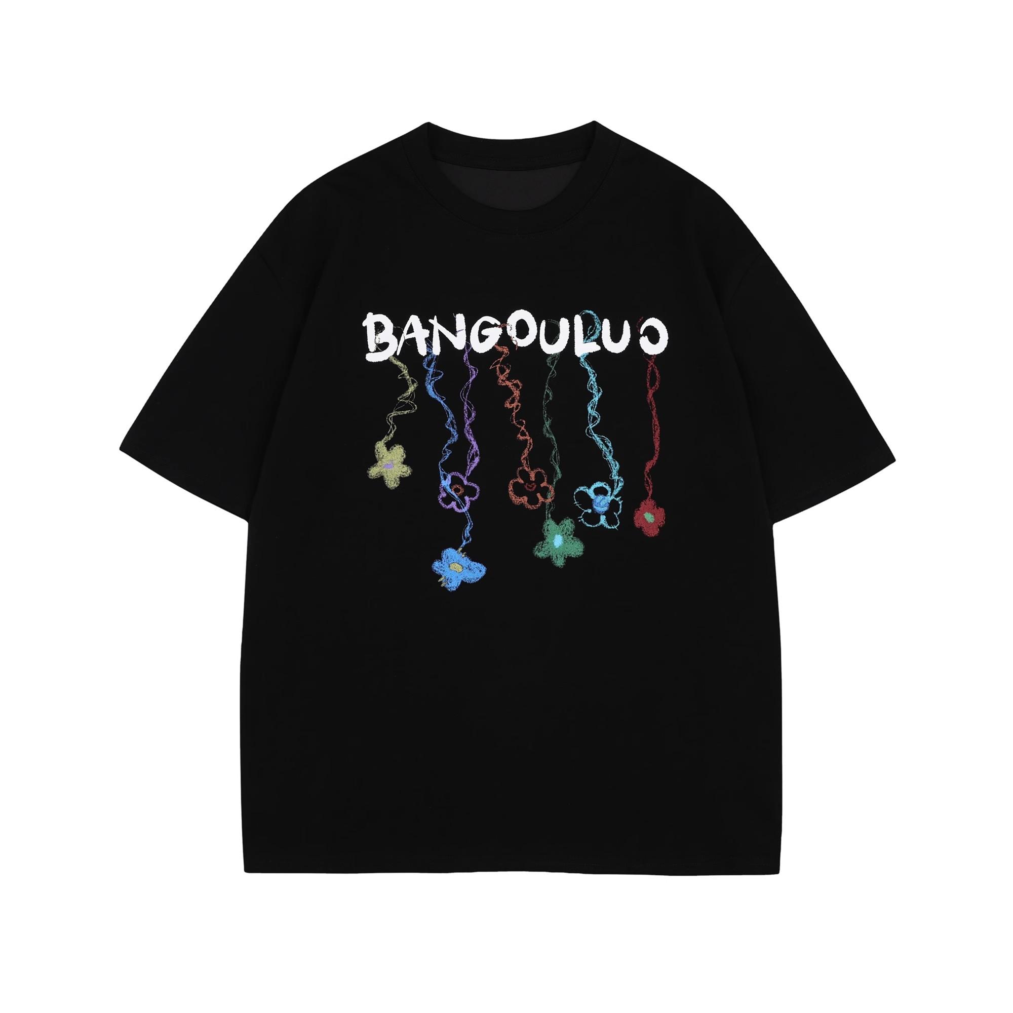 

Футболка с короткими рукавами American Retro High Street, мужская футболка высокого качества Ruan Shuai Oumei, модная брендовая пара 3XL чёрный