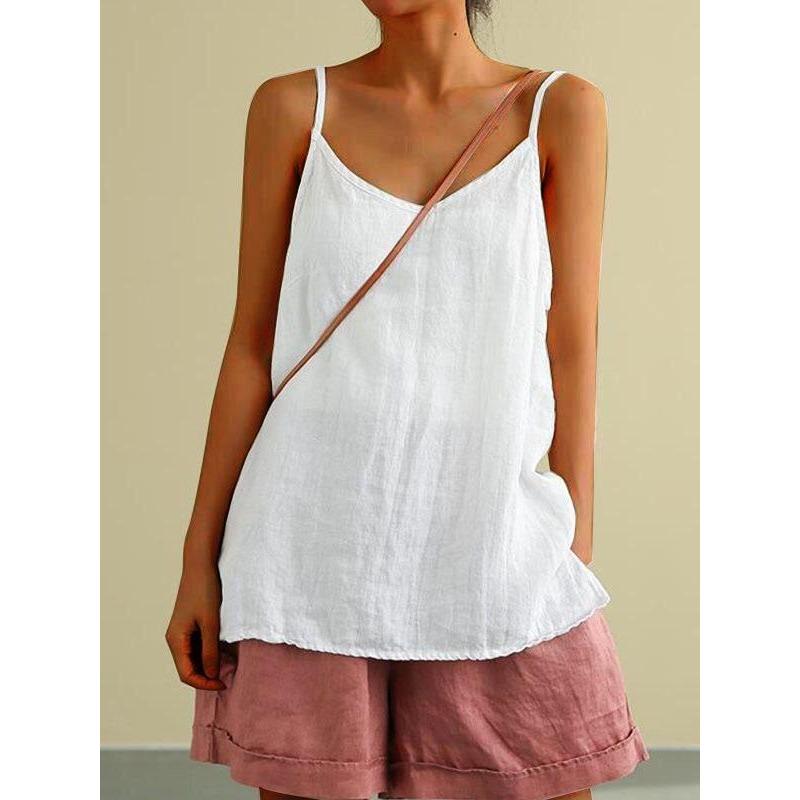 Cotton and Linen Camisole Loose and Versatile Top