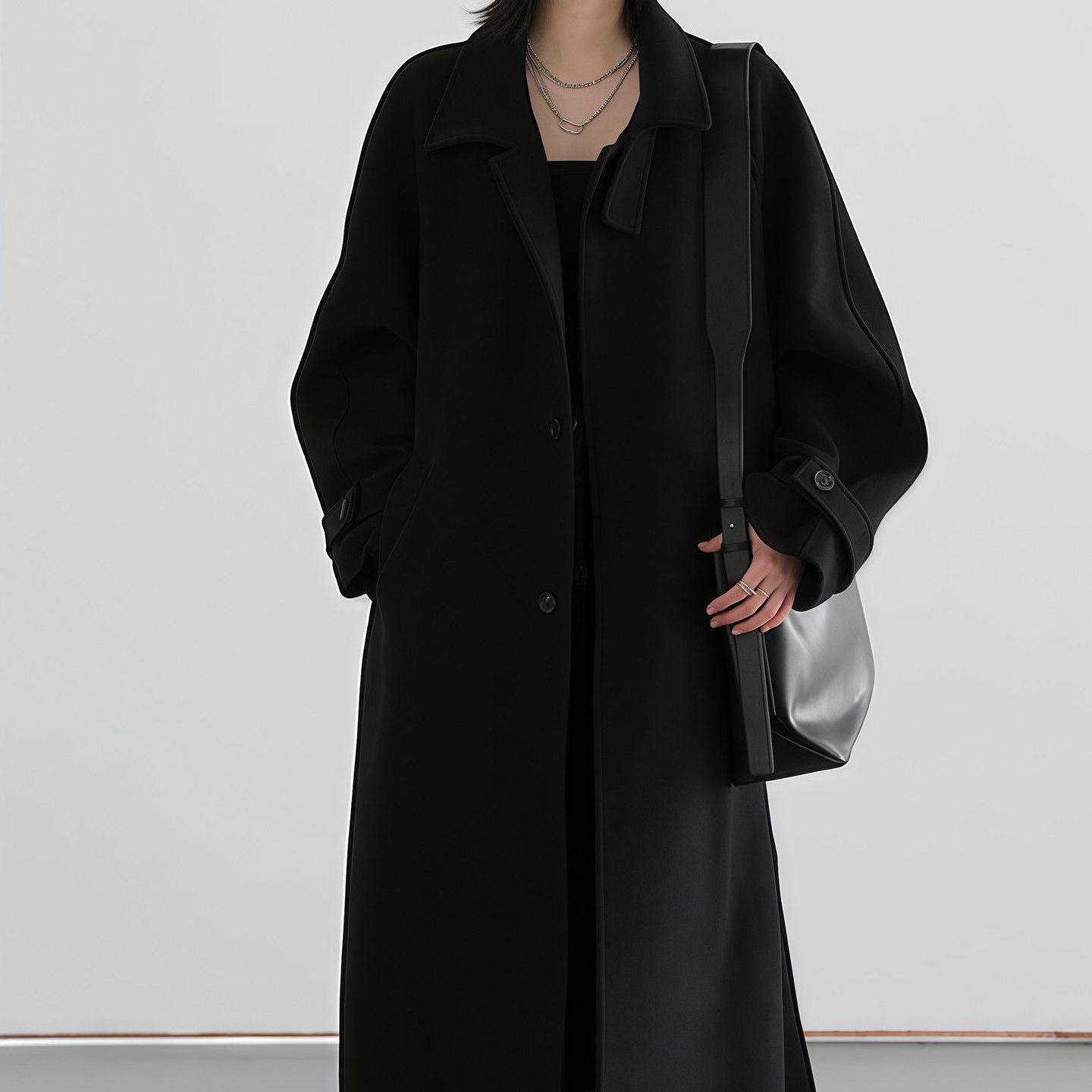 Women s Korean Style Woolen Mid-Length Stand Collar Winter Coat S