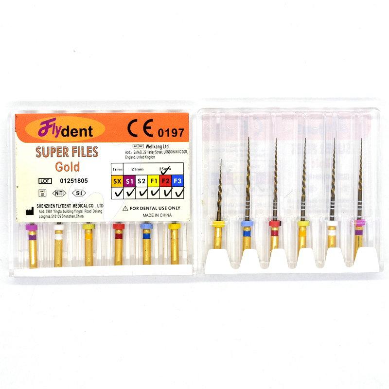 Instrument dentaire Super fichiers fichiers en or moteur universel utiliser des fichiers rotatifs canal radiculaire dondontique doré outil de dentiste NITI