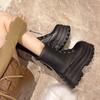Fashion Comemore Chunky Platform Black Ankle Boots Women Shoes 2025 New Spring Autumn Leather Booties Punk Thick Bottom Motorcycle Boots
