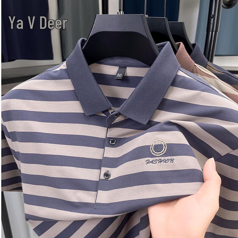 Men s Striped Long-Sleeve Polo Shirt 4XL
