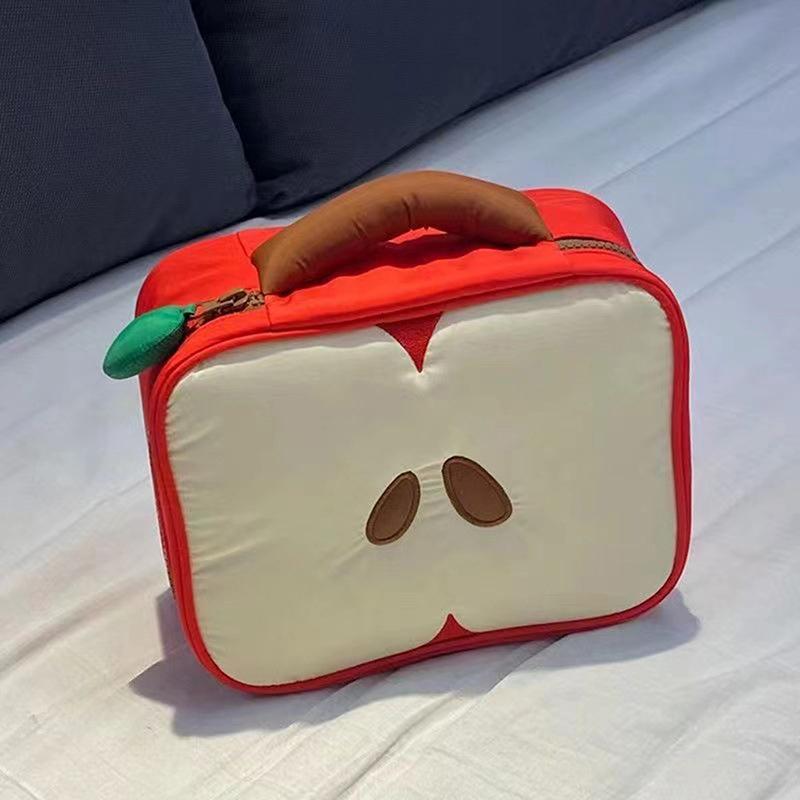 Cartoon Apple Pattern Makeup Bag Women Travel Storage Pouch Cosmetic Toiletry Storage Pouch Female'S Handbag Christmas Gift