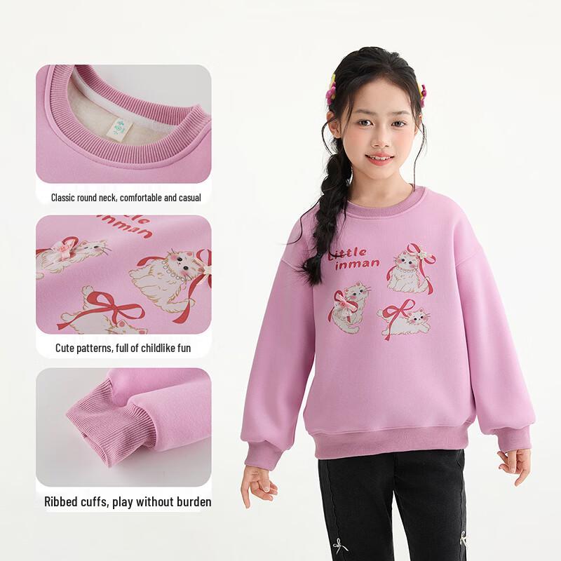 INMAN Girls' Casual Cartoon Print Pullover Sweatshirt