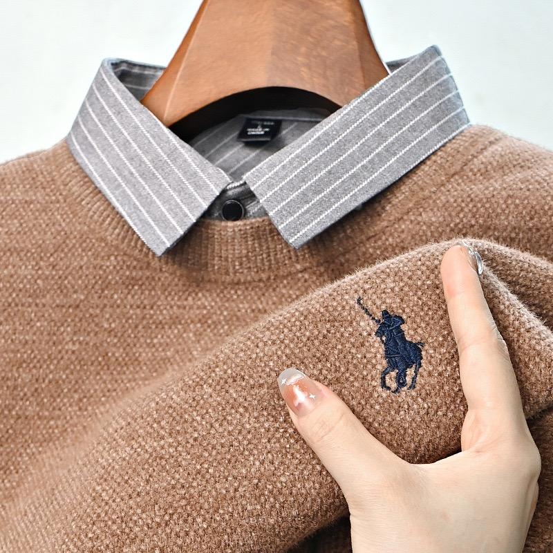 

TrendHub Designer Quality Men s Lape Fake Two Piece Long Sleeve New Embroid T-Shirt Fashion Business Menswear 4XL