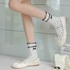 4 Pairs Women Bow Patterned Medium Length Socks Summer Lightweight Sweat Absorbing Breathable Soft Comfortable Casual Socks