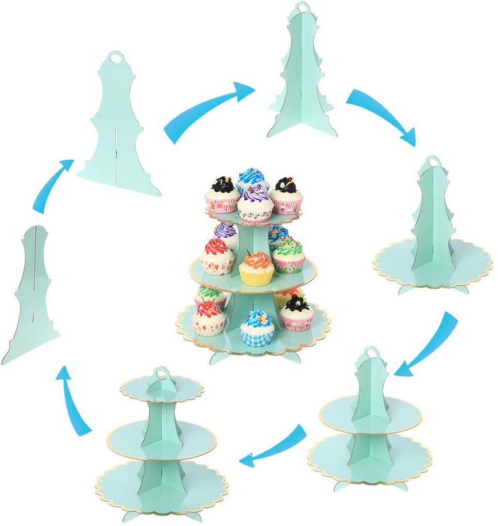 Cake Stand Afternoon Tea Wedding Plate Party Tableware 3-Layer Disposable Cake Stand Tower Suitable for Birthday Party