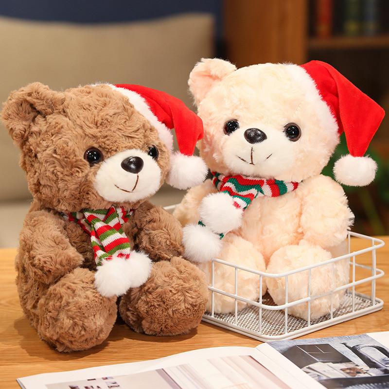 Scarf Hat Wear Teddy Bear Plush Toy Christmas Stuffed Animal Doll Gift Birthday