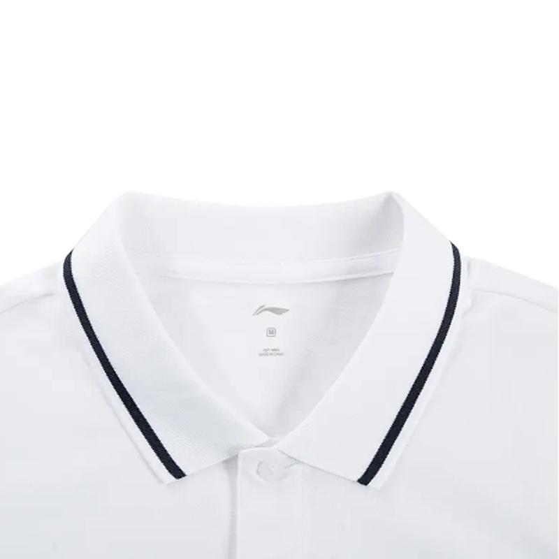 Li-Ning Plain Simple Breathable Quick-Dry Comfortable Versatile Short Sleeve Polo Shirt Casual Sports Set Unisex Polo Shirt White YPLV047-1+AKST593-7