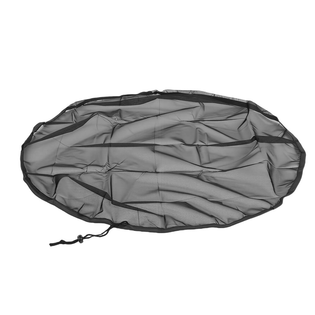 Rain Bucket Mesh Cover Black 37.4in Diameter Polyester Fiber Water Collection Bucket Cover with Drawstring for Leaves Debris