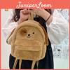 Cute Plush Brown Cartoon Puppy Backpack For Students With Multiple Pockets