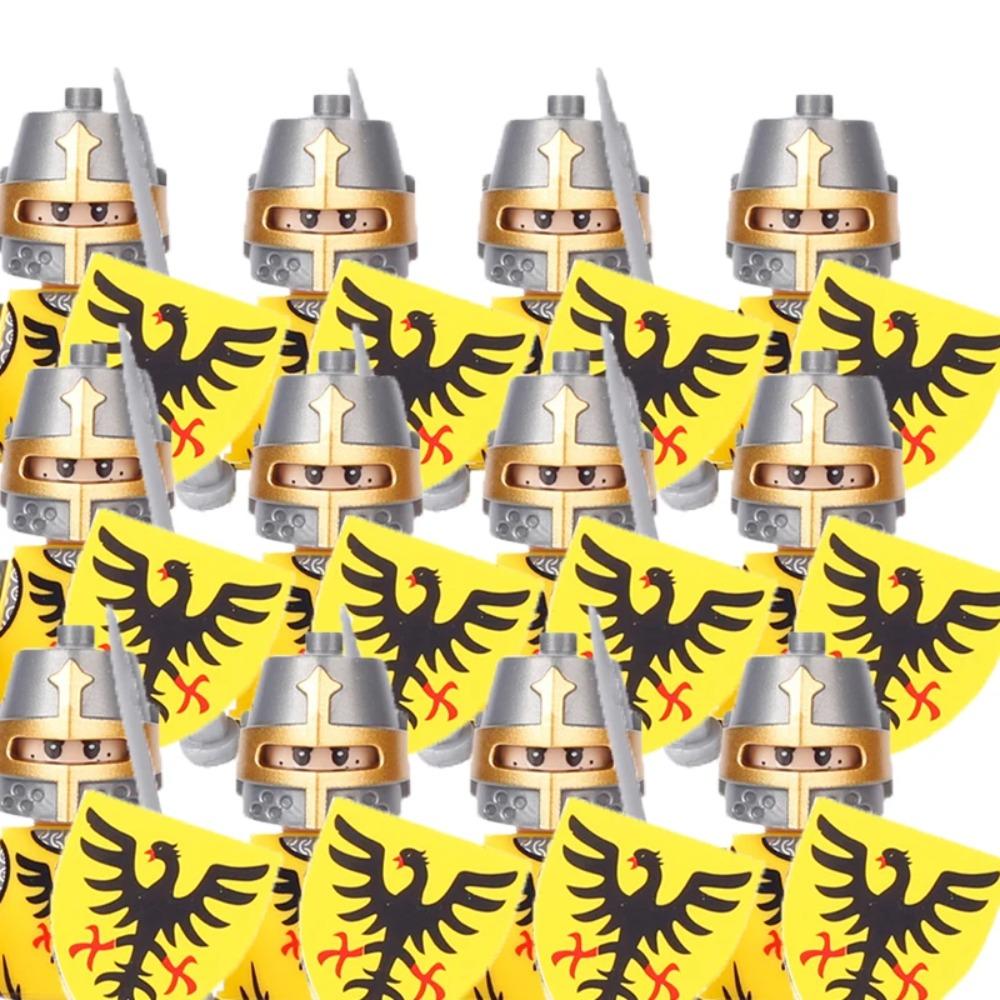 Medieval Military Building Blocks Solider Figures Gifts Weapons Shields Helmets Lionheart Teutonic Knights Militiaman Farmer MOC