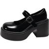 Coarse heel high heel small leather shoes jk single shoes 2025 spring and autumn new thick sole heightening French Mary Jane women's shoes