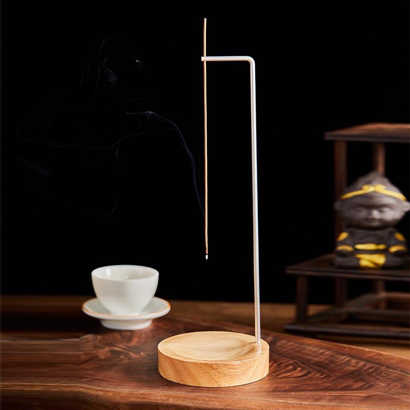 Upside Down Incense Burner - Wooden Round Incense Stick Holder Tray Ornament, Zen Garden Home Decor for Bedroom Yoga Meditation