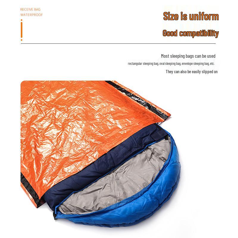 Orange Emergency Aluminum Sleeping Bag with Storage – Cold Protection & Disaster Relief