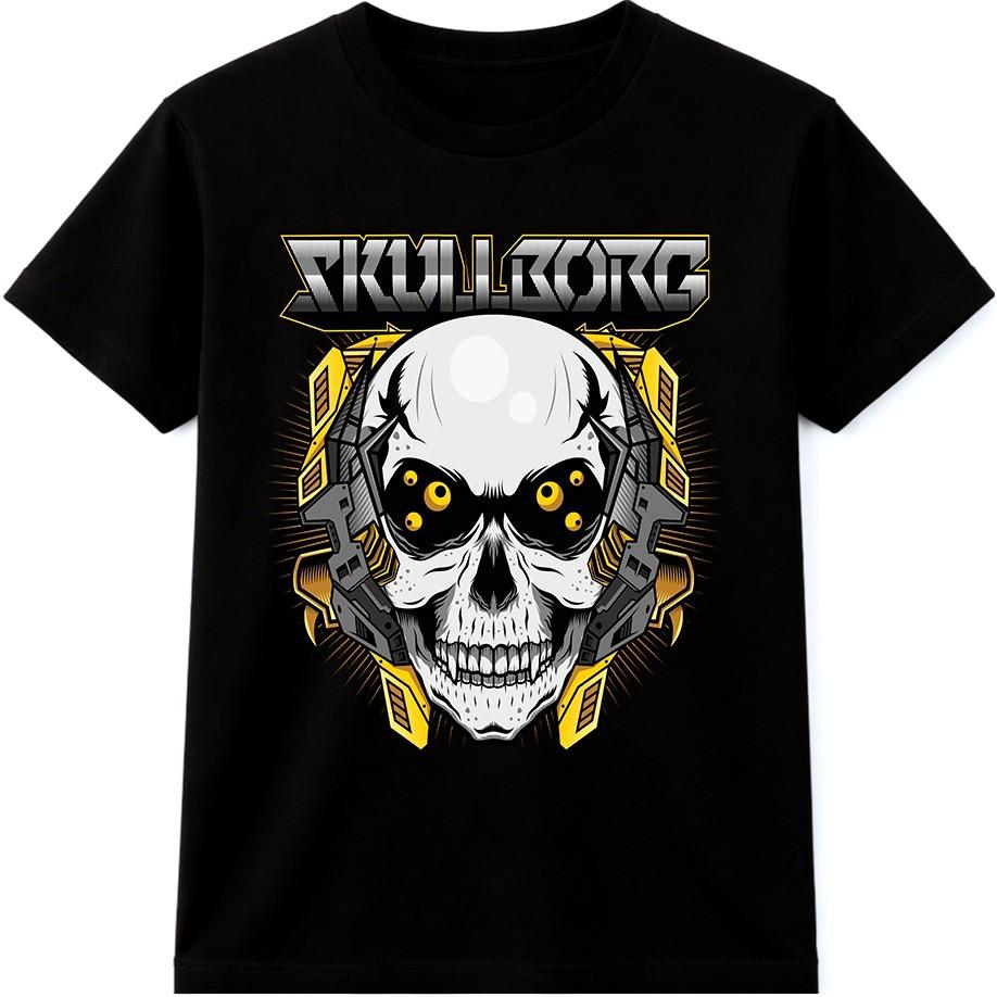 Cyberpunk Skull T Shirt Robot Skull Futuristic Robot Tee Sci Fi Graphic Top S