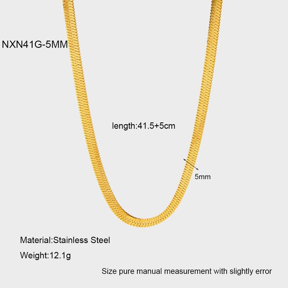 Plated ins minimalist 18K gold snake bone chain necklace stainless steel base versatile stacked wearing high-end jewelry women