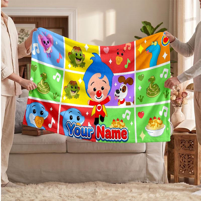 El Payaso Plim Plim Personalized Flannel Blanket, Custom Printed Text Name, Warm Soft Blanket For Couch Bed