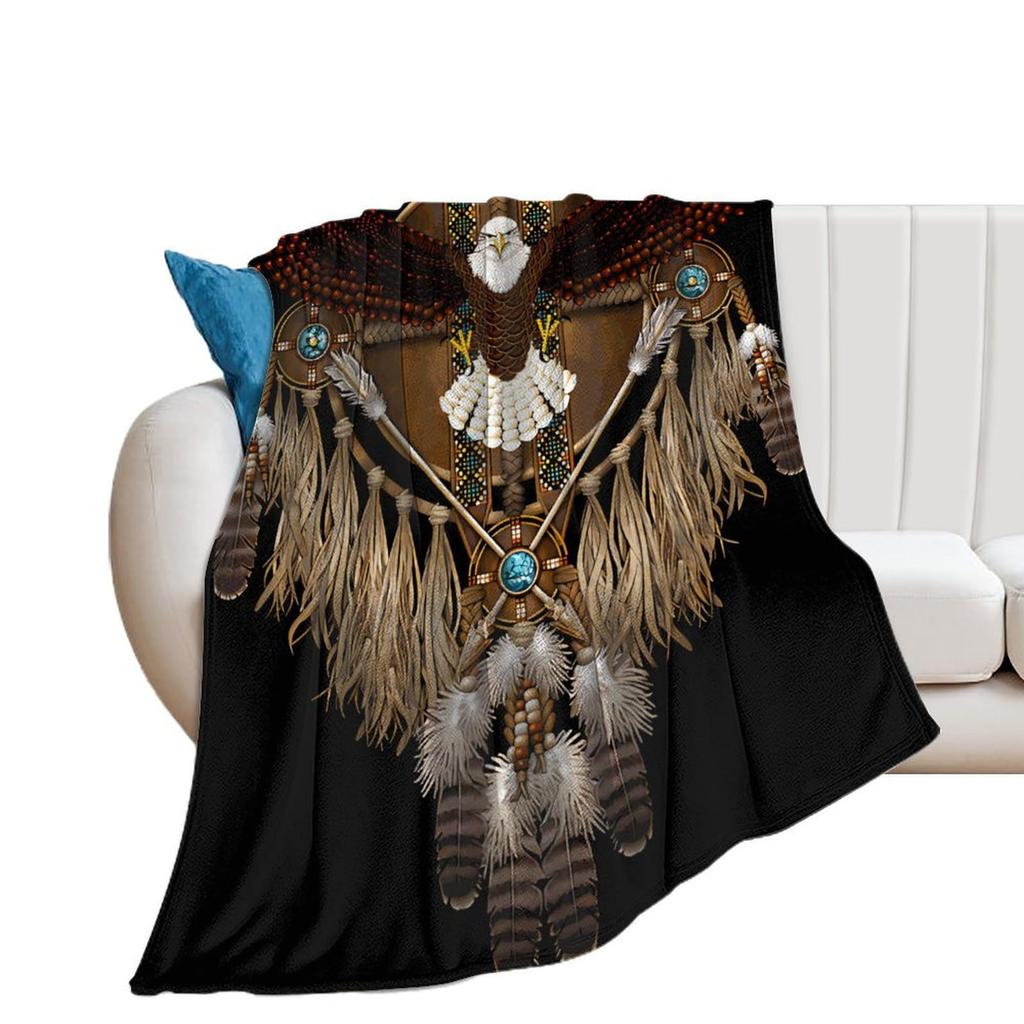 Indigenous American patterns digital-printed polyester Bedroom velvet flannel cover blanket Fleece soft cover blankets for beds