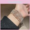 Geometric Silver Copper Bangle With Rhinestone Embellishments For Fashion Women