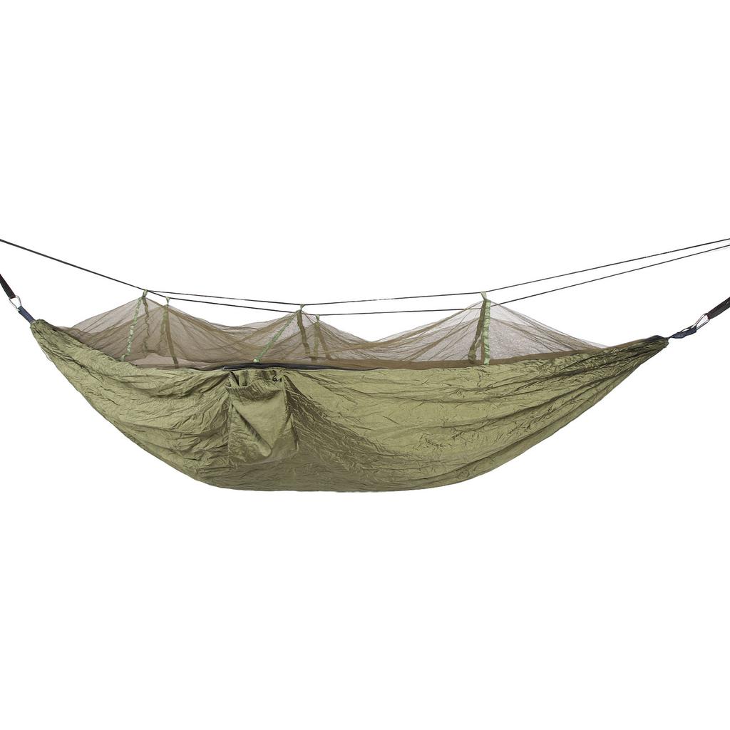 Camping Hammock with Net 210T Nylon Fabric Anti Fall Foldable Dark OD Green 440.9lb Portable