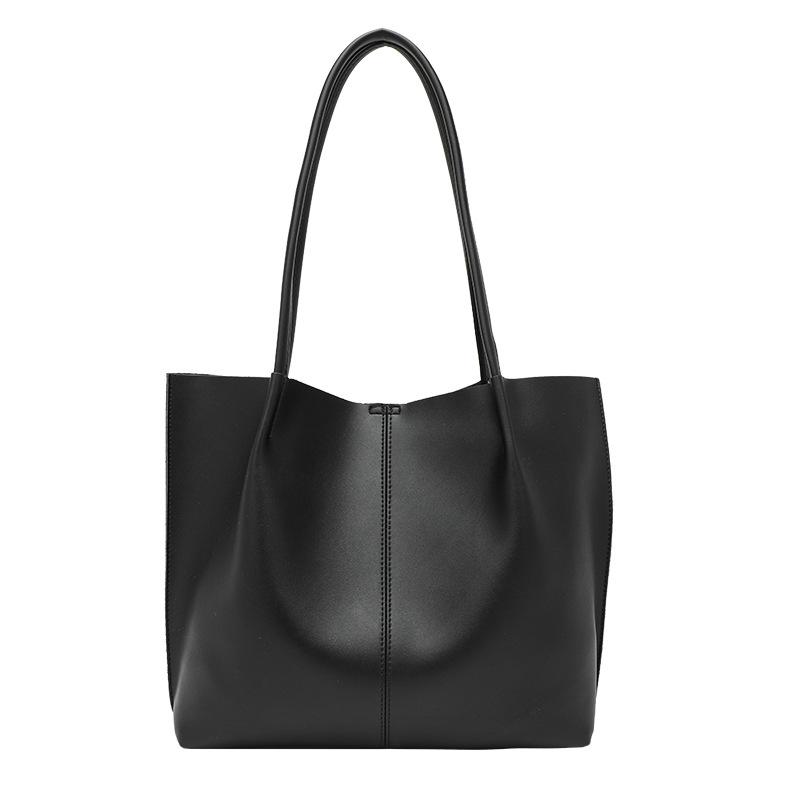 Simple Casual Large Capacity New Fashion Commuter Retro Solid Color Single Shoulder Underarm Tote Bag Women