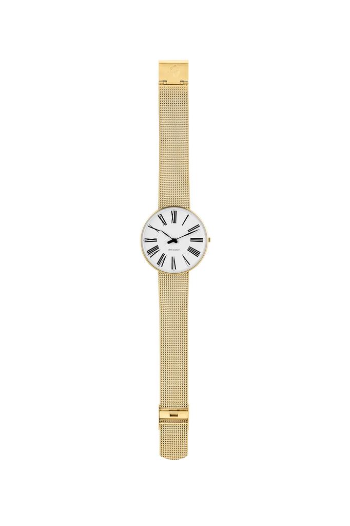 ARNE JACOBSEN ROMAN 53308-2009, 40mm, Nordic Design, Water Resistant (Quiet Design with No Second Hand), White Gold, Mesh Strap