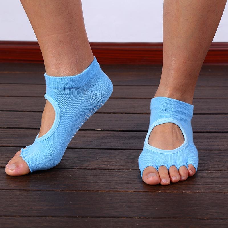 Women's Non-Slip Half-Toe Yoga Socks, Open Heel, Five-Finger, Breathable Fitness Socks for Spring/Summer Pilates