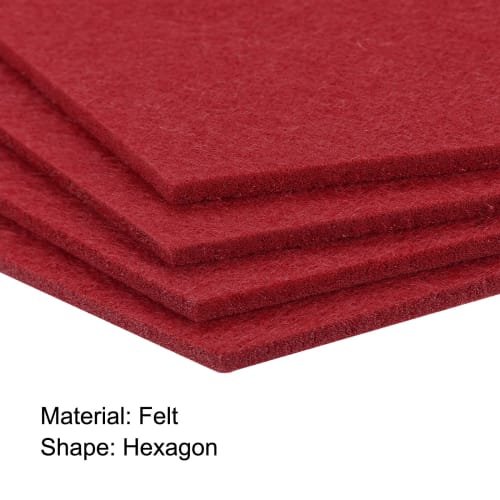 Uxcell Felt Coasters, 4-Piece Hexagonal Absorbent Pads for Drink Cups, Pots, Bowls, Vases, Red