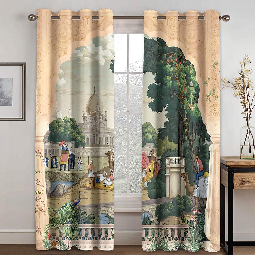 Peacock White Feather Curtains 3D Digital Print Polyester Curtains Luxury Living Room Bedroom Decorative Curtains 2 Panel