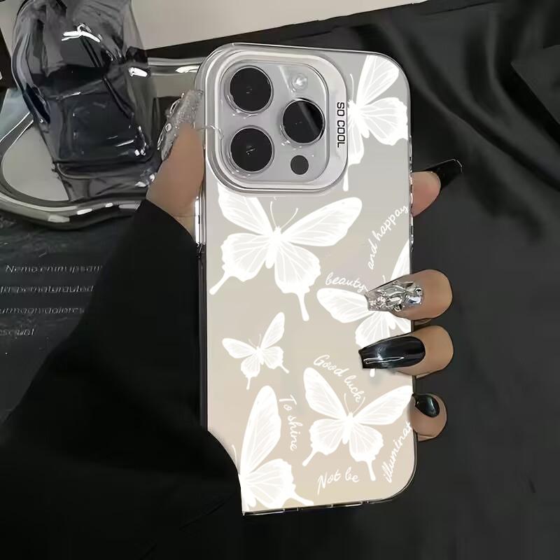 Case For  Redmi Note 13 12 11 10 Pro Plus 12S 11S Redmi 12 13C 4G K70U Protect Cover Silvery IMD Fashion Butterfly Fundas