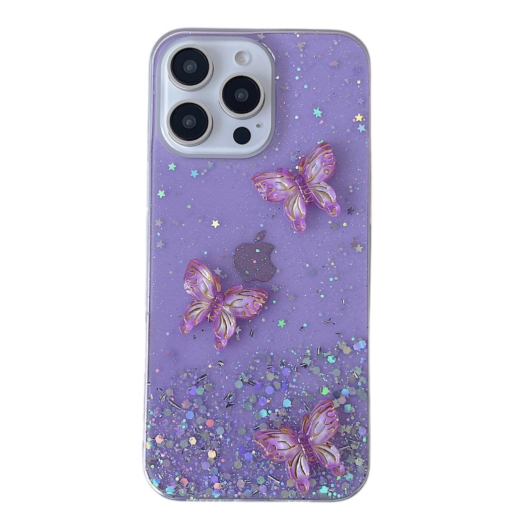 Applicable To IPhone16Promax Mobile Phone Case Gel-drop Gold Wire Butterfly 1314 Apple 15 High-end Creative