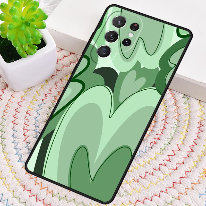 green Heart Circle Silicone Phone Case For Samsung Galaxy note 10 pro S26 S25 S24 S23 S22 S21 Plus S25Ultra Capa Cover