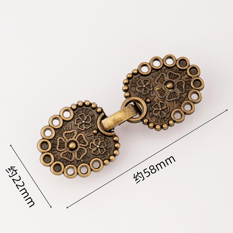 Hollow Metal Clasp for Qipao/Hanfu Collar, Frog Button for Coats & Scarves