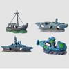 Aquarium Decorations Realistic Boat Landscaping Resin Wrecked Ship for Potted Plant Shrimp and Fish Shelter Cave House