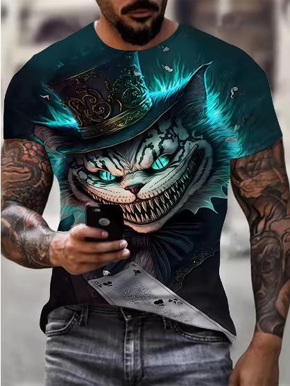 Novel Owl Pattern 3D Printed Crew Men's T-Shirt Summer Animal Oversized Shirt Men's Anime