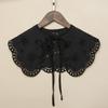 Women Girls Vintage Lolita False Fake Collar Shawl Sweet Ruffles Lace-Up Bow Decorative Necklace Choker Short Poncho