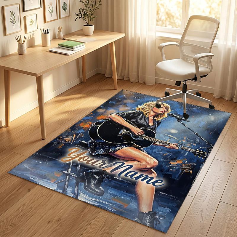 Personalized Crystal Velvet Carpet,Taylor Swift Custom Printed Name, Plush Area Rug For Home Indoor Decor