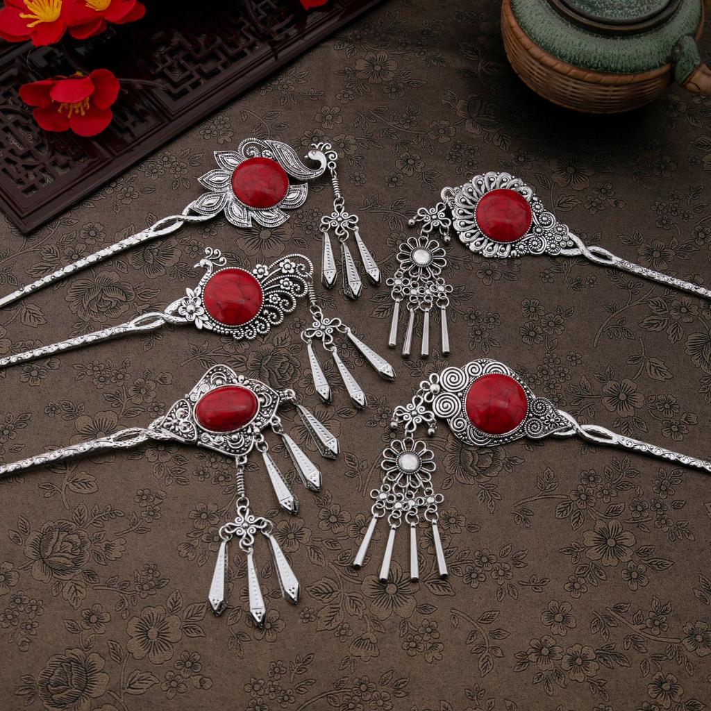 Retro Peacock Fringed Walking Hairpin, Miao Ethnic Style Butterfly Hairpin, Ancient Style Disc Hair Accessories For Women