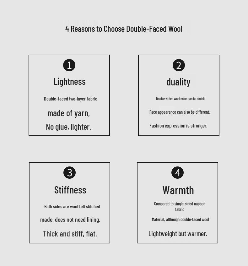 Romon Men's 100% Wool Double-Faced Mid-Length Coat