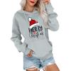 Women's Casual Comfortable Neck Hooded Long Sleeve Christmas Print Warm Sweatshirt