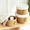 Lidded Large Cotton Rope Storage Basket Round Woven Organizer Multipurpose Suitable for Living Room Bedroom Sundries Storage